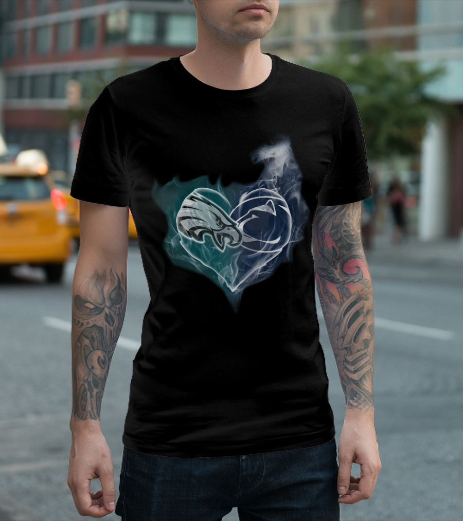 Philadelphia Eagles And Penn State Nittany Lions Heart Fusion T-Shirt