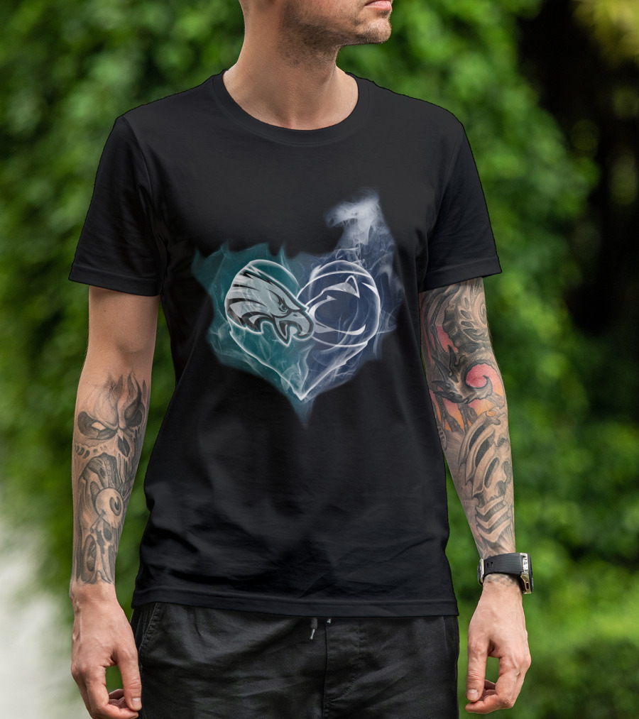 Philadelphia Eagles And Penn State Nittany Lions Heart Fusion T-Shirt
