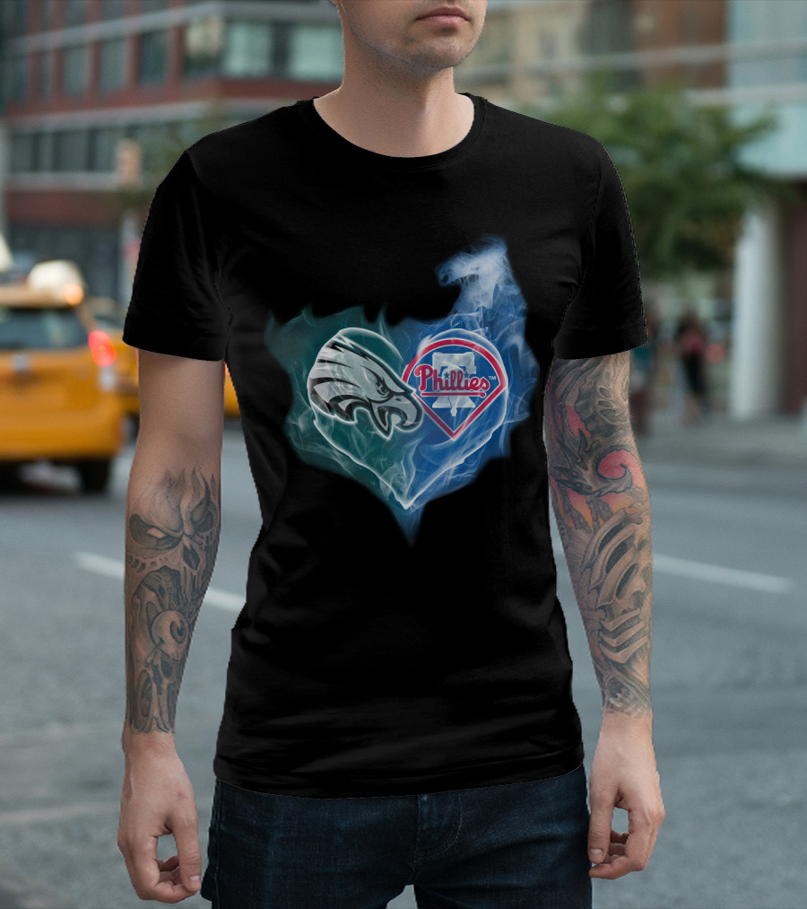 Eagles Phillies Heart Fusion T-Shirt