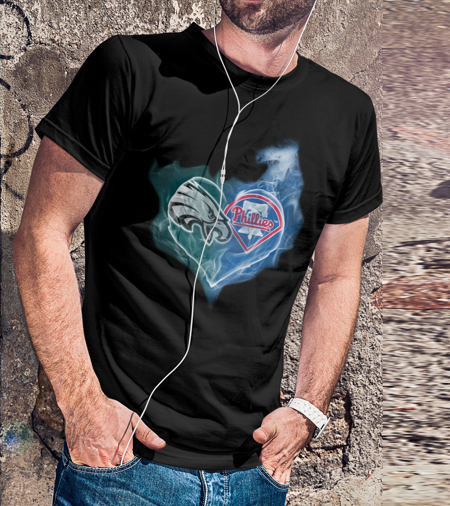 Eagles Phillies Heart Fusion T-Shirt