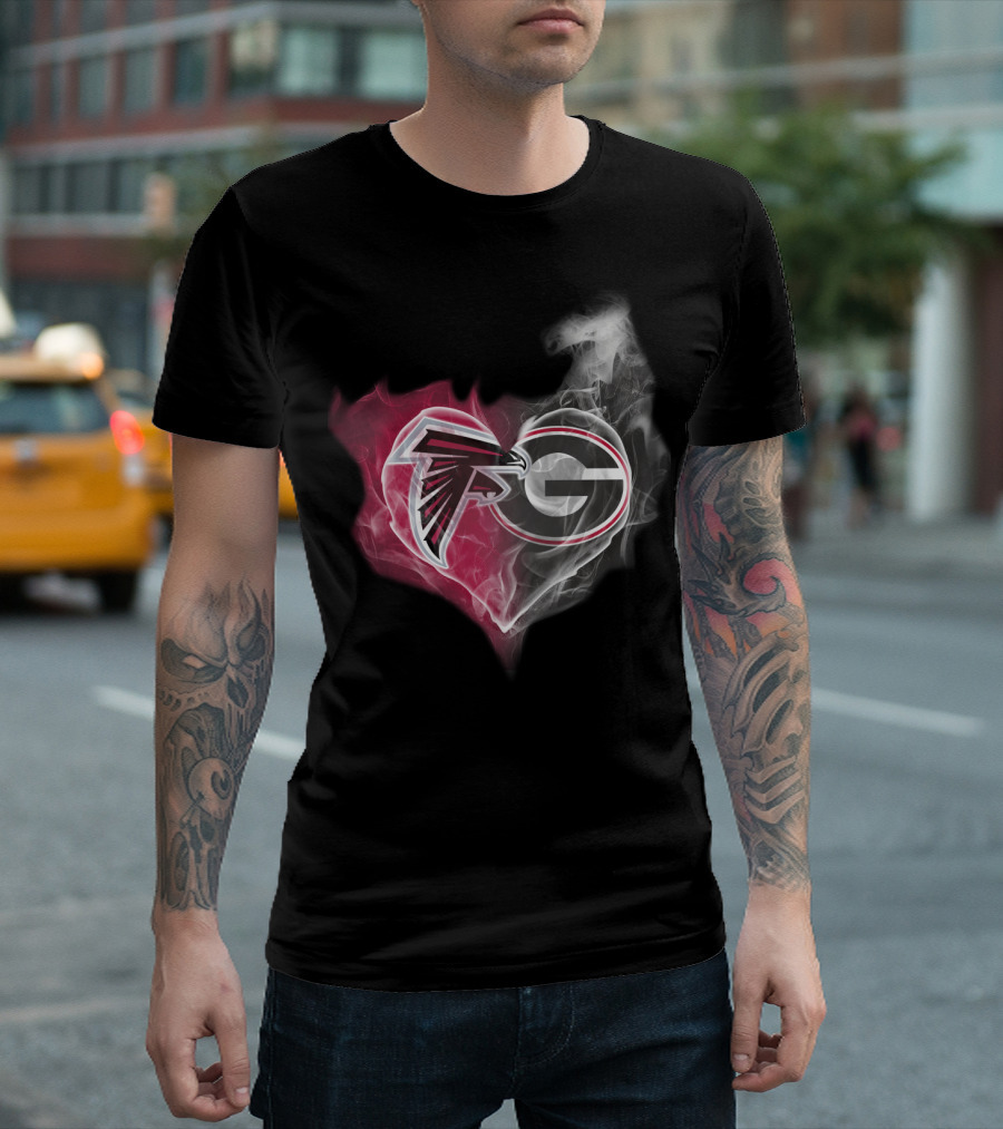 Atlanta Falcons Georgia Bulldogs Heart Smoke T-Shirt