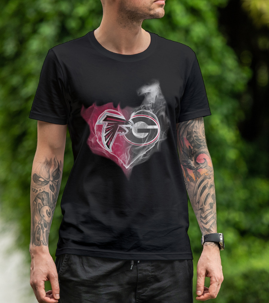 Atlanta Falcons Georgia Bulldogs Heart Smoke T-Shirt