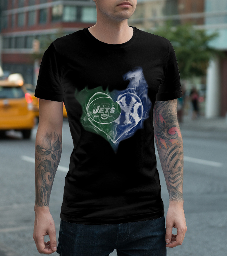 Jets Yankees Smoke Heart Fusion T-Shirt