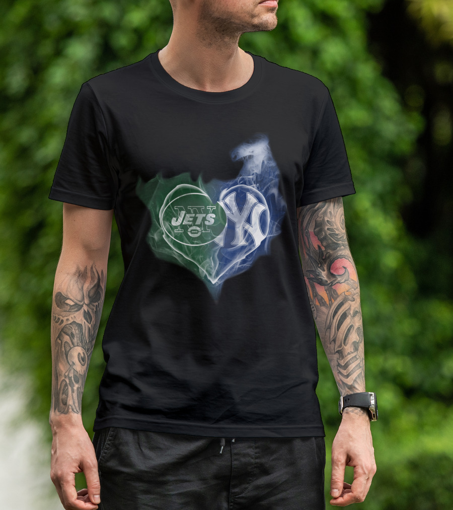 Jets Yankees Smoke Heart Fusion T-Shirt
