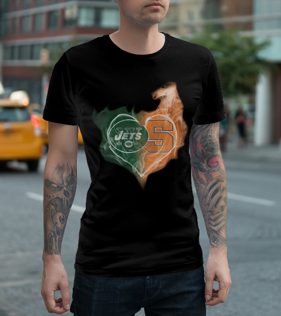 New York Jets Syracuse Orange Heart T-Shirt