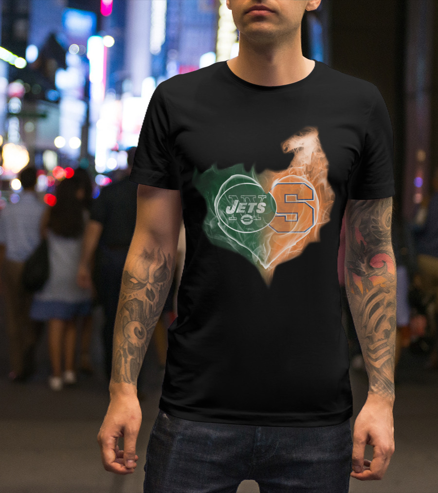 New York Jets Syracuse Orange Heart T-Shirt