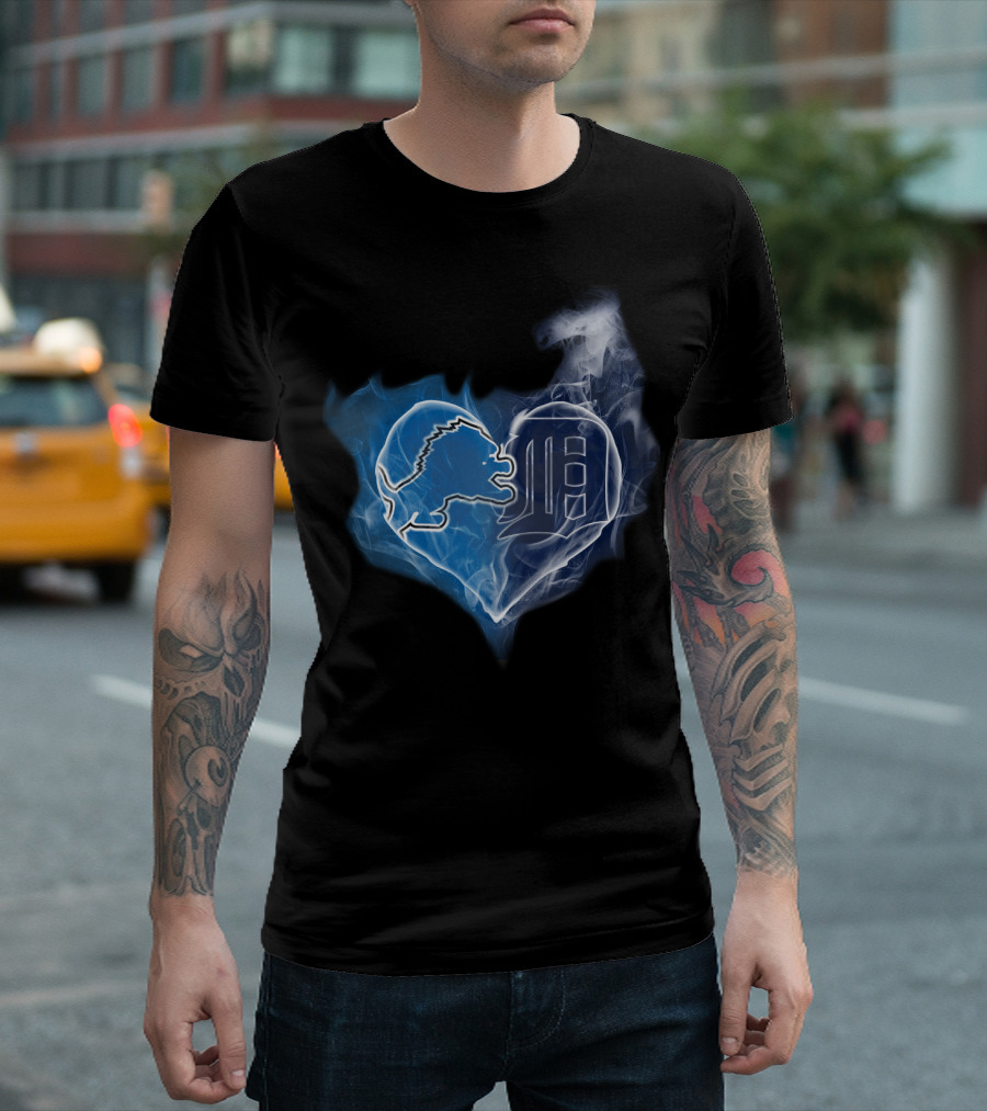 Detroit Lions And Tigers Heart T-Shirt