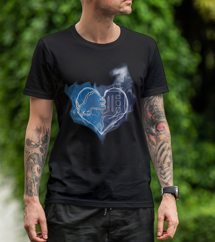 Detroit Lions And Tigers Heart T-Shirt