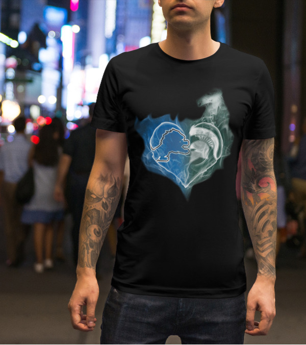 Detroit Lions Michigan State Spartans Heart Fusion T-Shirt