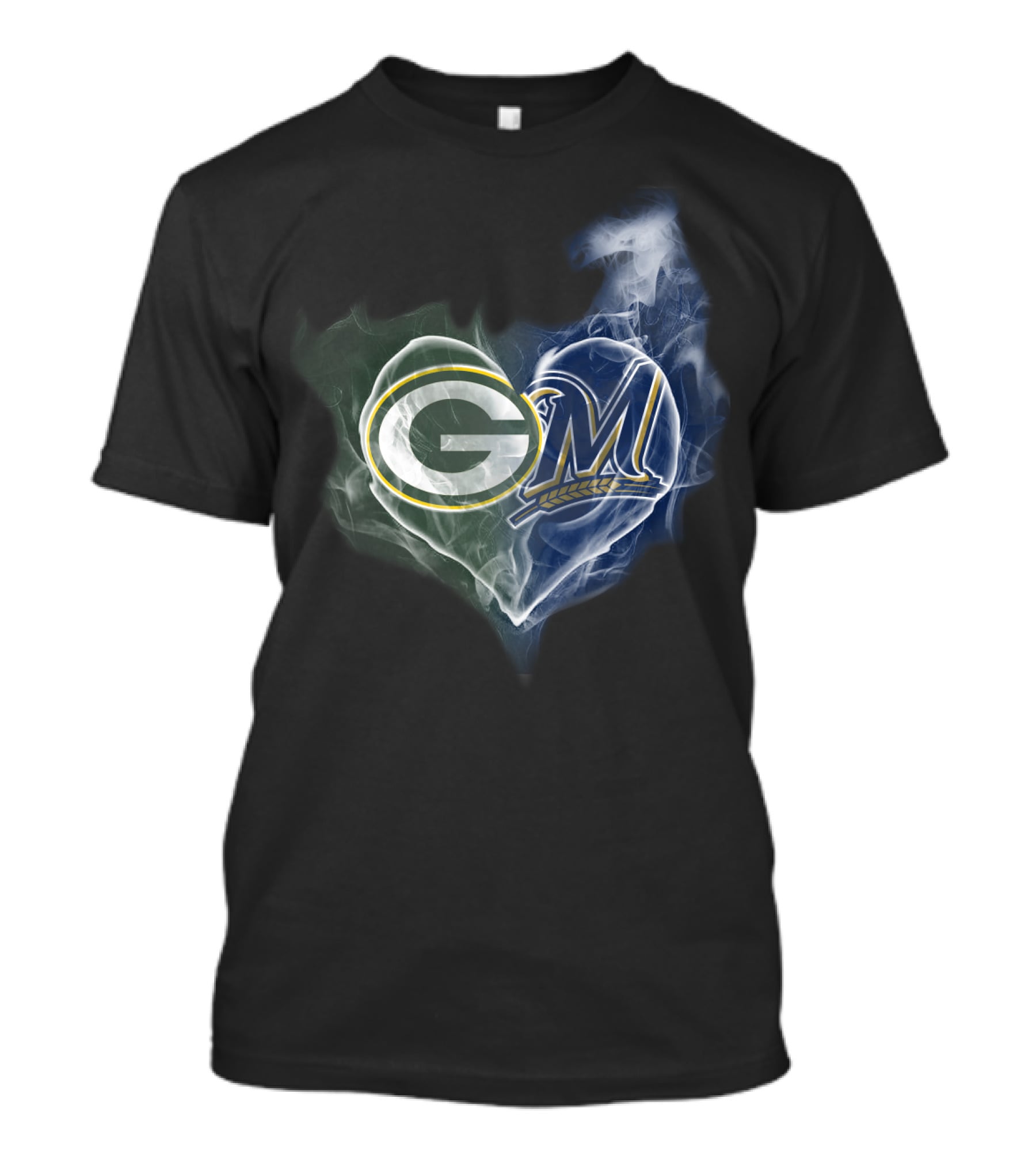 Green Bay Packers Milwaukee Brewers Heart T-Shirt