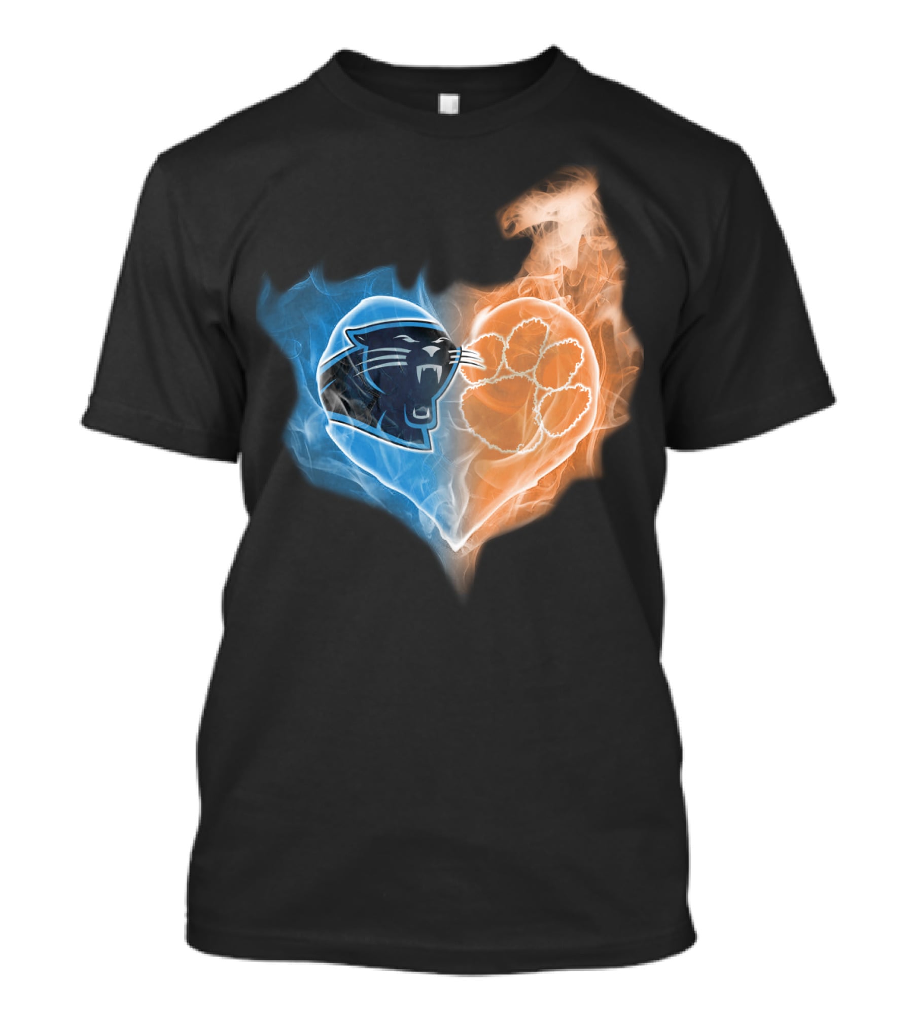 Carolina Panthers Clemson Tigers Heart Smoke Fusion T-Shirt