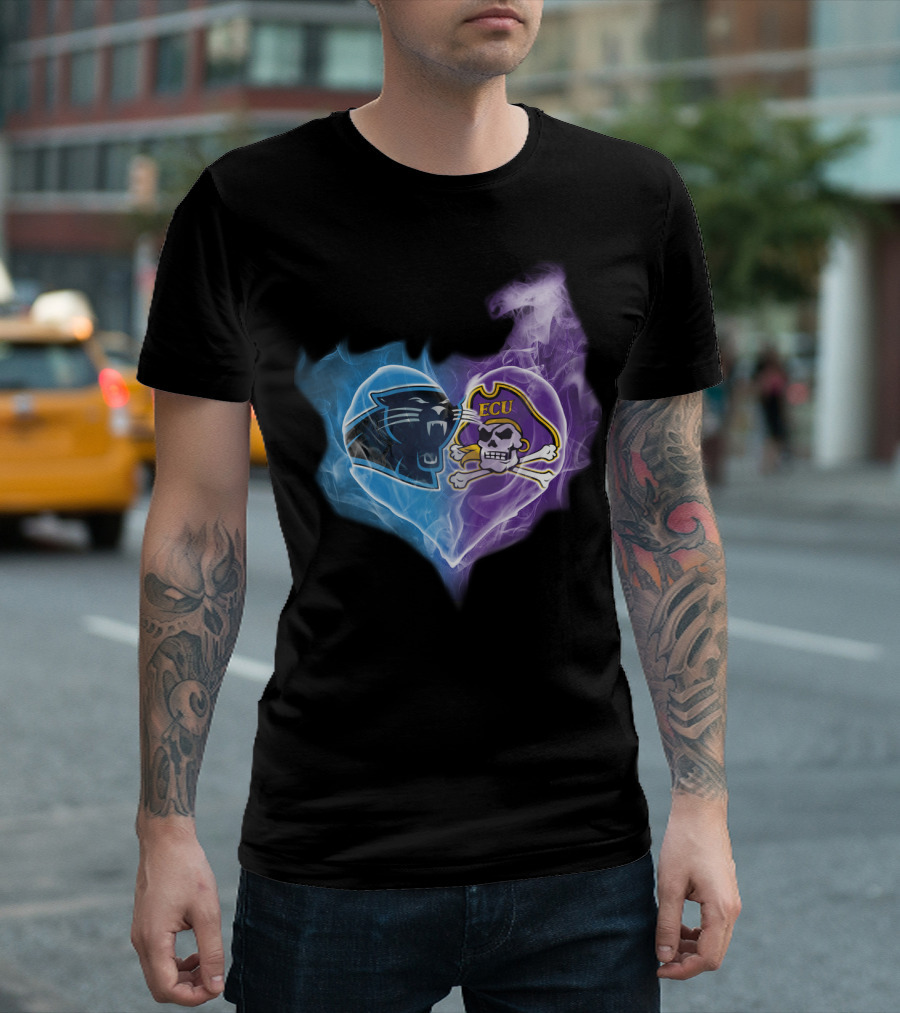 Panthers Ecu Pirates Heart Smoke T-Shirt