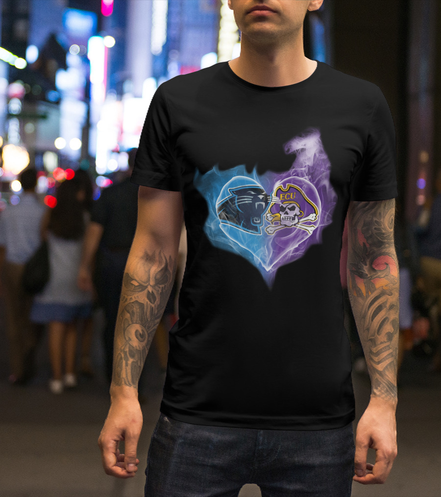 Panthers Ecu Pirates Heart Smoke T-Shirt