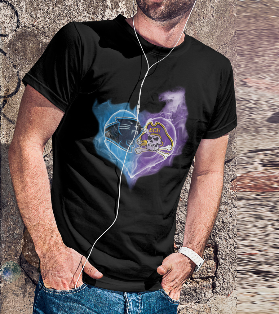 Panthers Ecu Pirates Heart Smoke T-Shirt