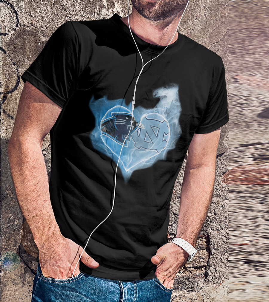 Carolina Panthers Unc Tar Heels Heart Smoke Fusion T-Shirt