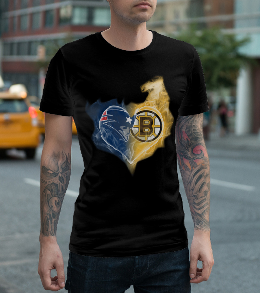Patriots Bruins Ttk 089 Smoke Heart Fusion T-Shirt