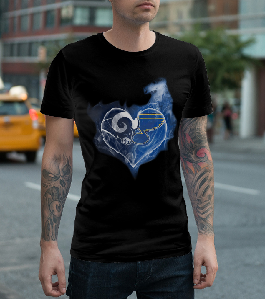 Rams Blues Heart Logo Fusion T-Shirt