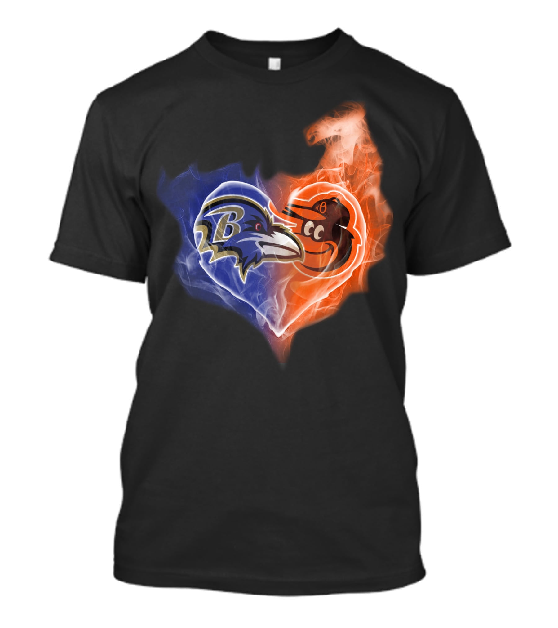 Baltimore Ravens Orioles Heart Fusion T-Shirt