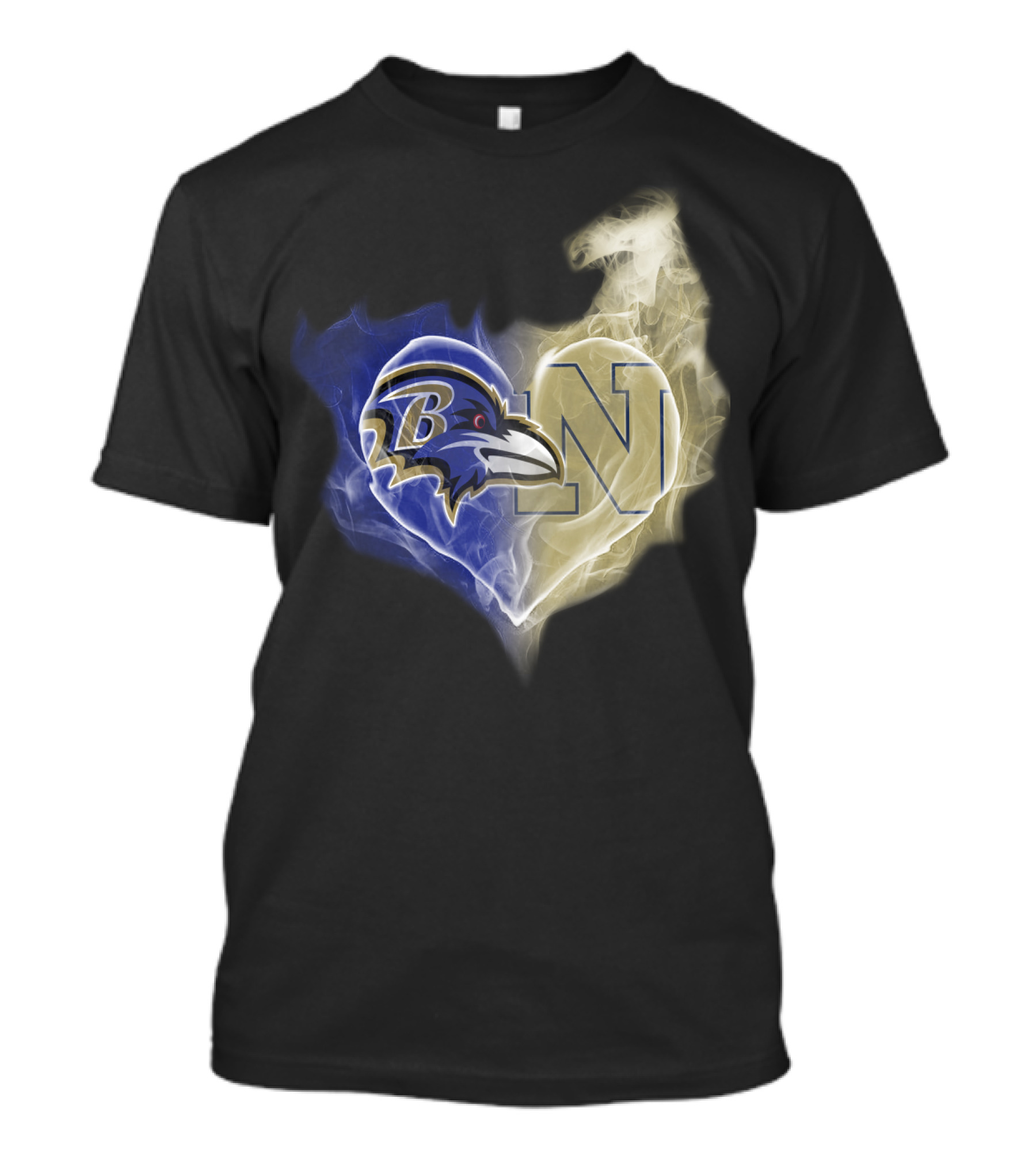 Baltimore Ravens Navy Midshipmen Heart Fusion T-Shirt