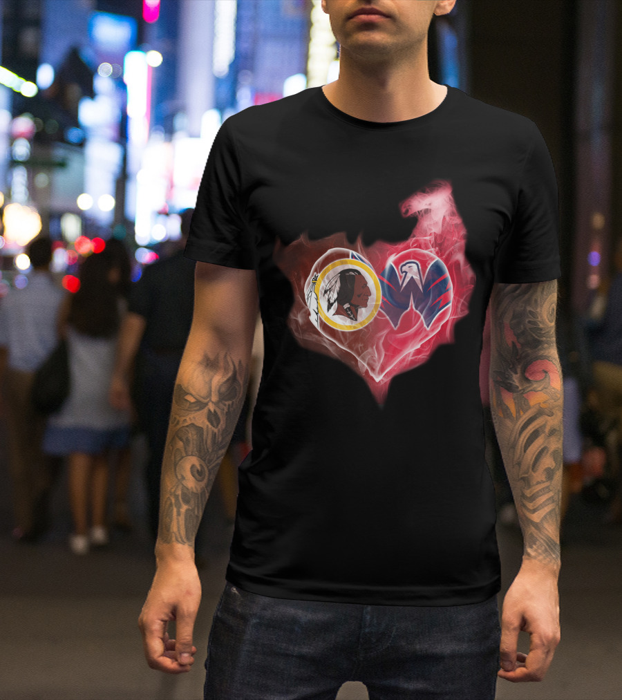 Washington Redskins And Wizards Heart Symbol T-Shirt