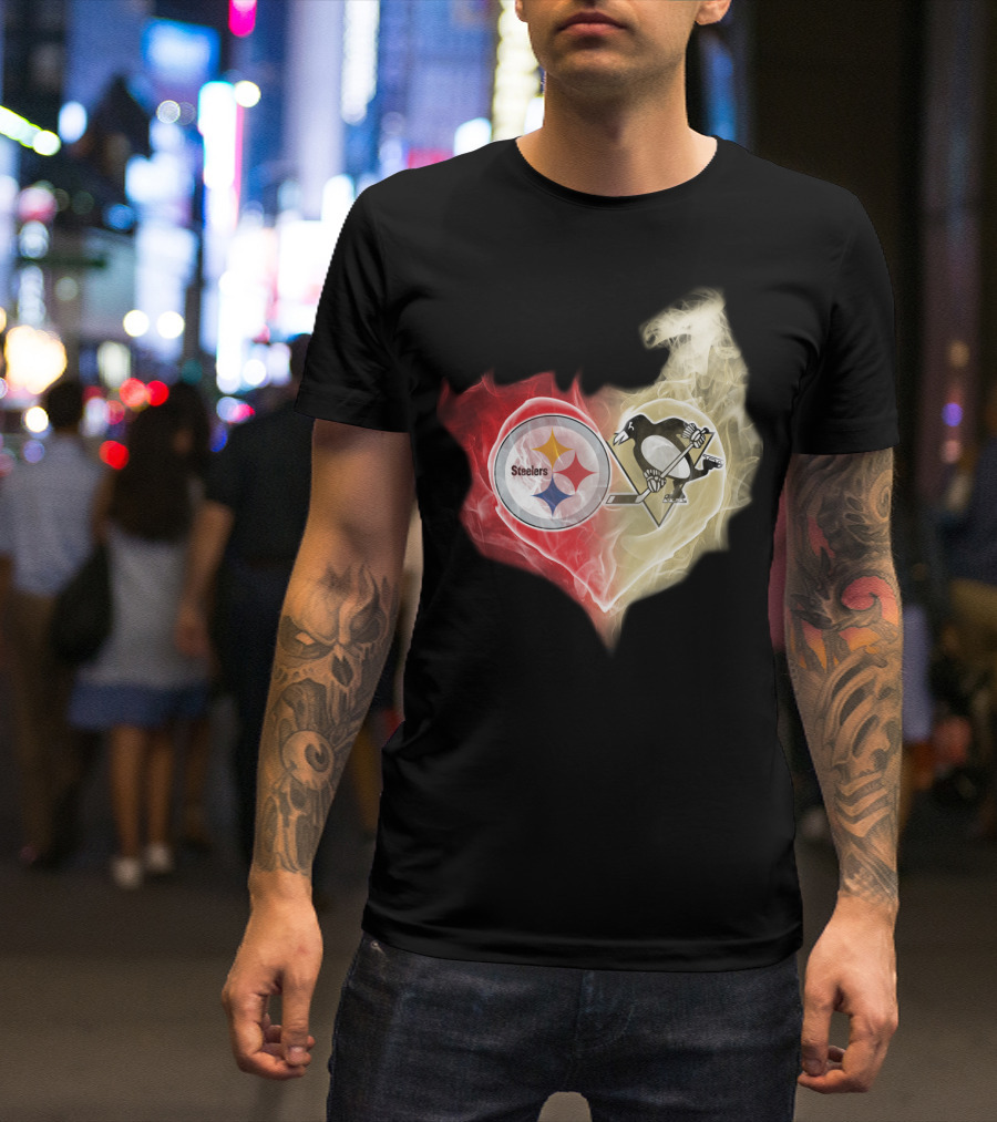 Steelers Penguins Smoke Heart T-Shirt