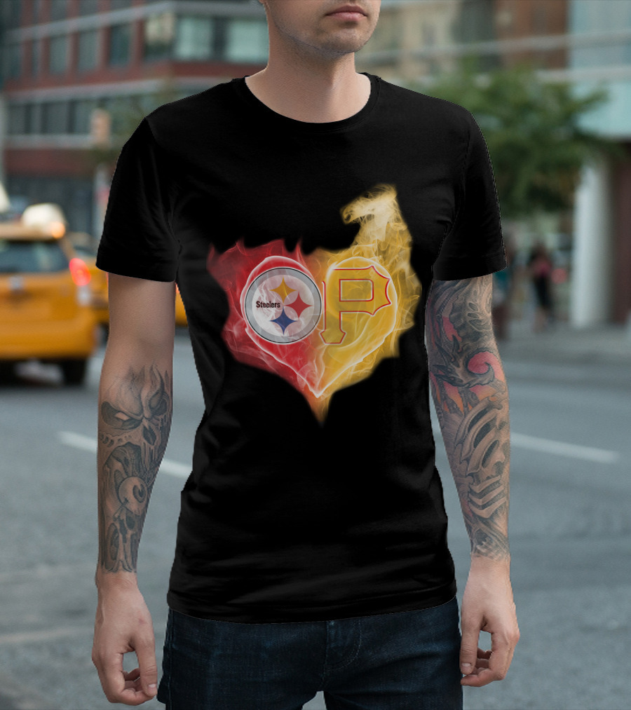 Steelers Pirates Heart Logo T-Shirt