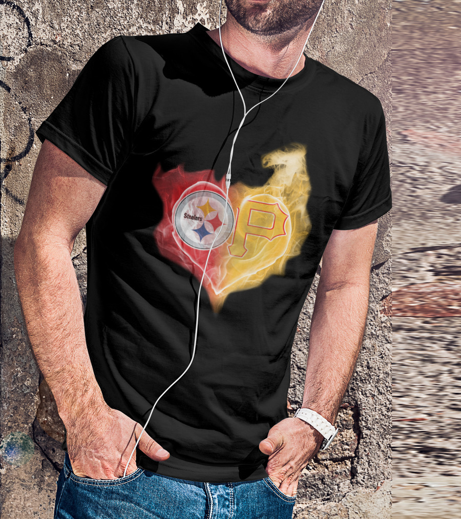 Steelers Pirates Heart Logo T-Shirt