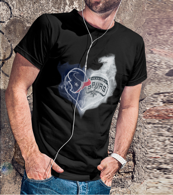 Houston Texans San Antonio Spurs Heart Shape T-Shirt