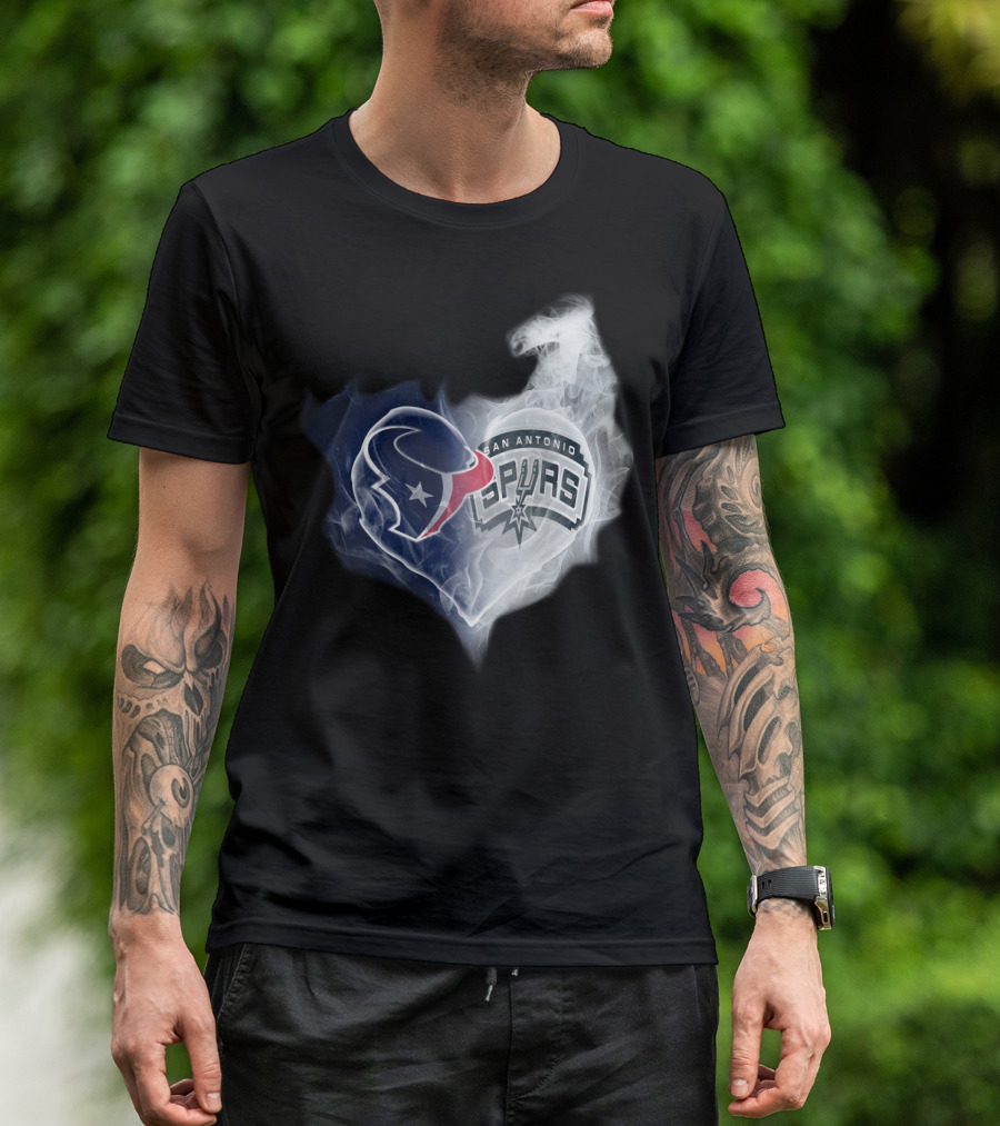 Houston Texans San Antonio Spurs Heart Shape T-Shirt