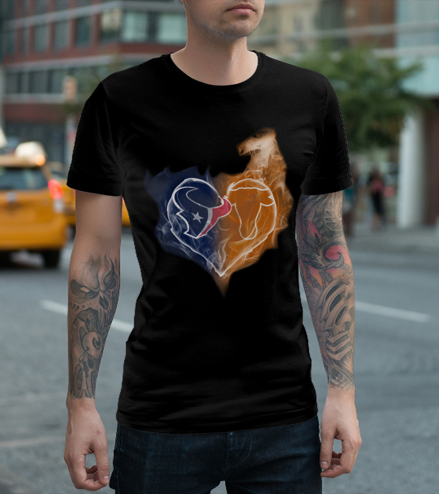 Houston Texans Chicago Bears Heart Smoke T-Shirt