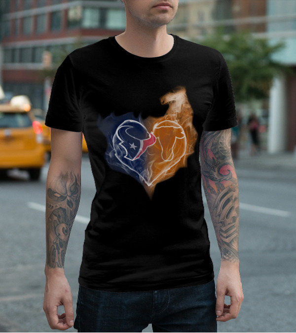 Houston Texans Chicago Bears Heart Smoke T-Shirt
