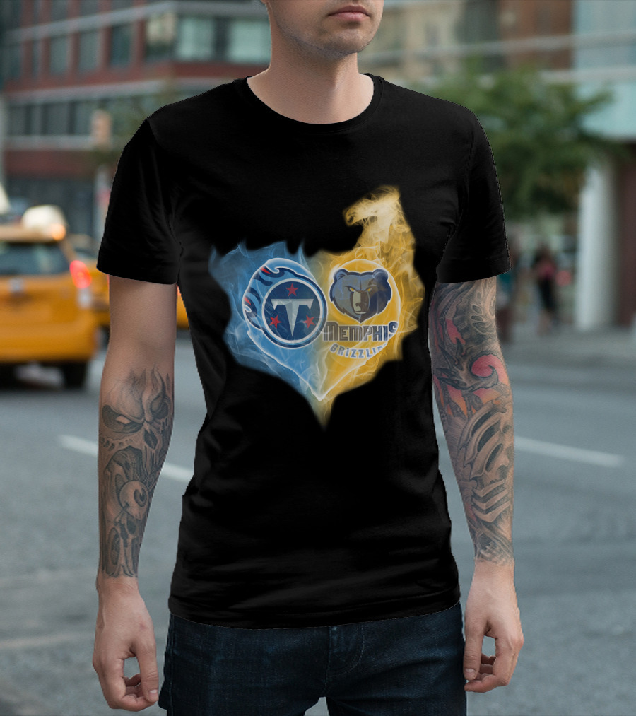 Tennessee Titans Memphis Grizzlies Heart Design T-Shirt