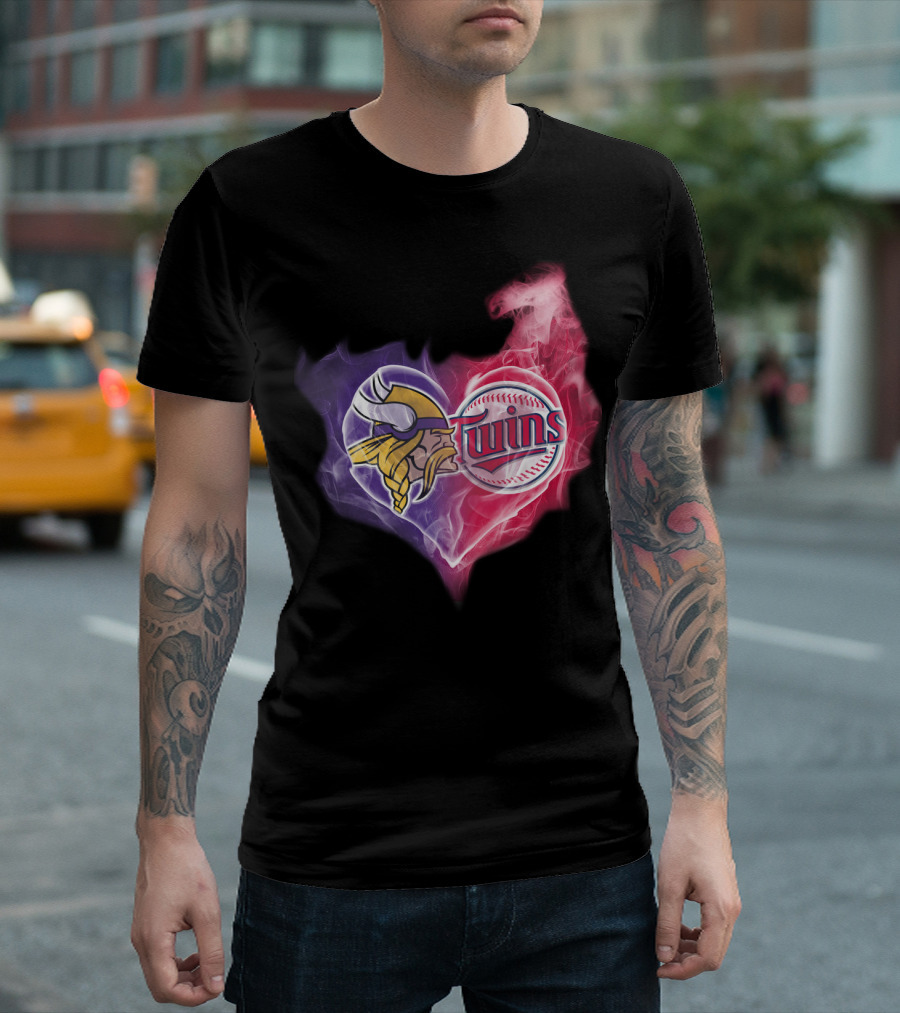 Minnesota Vikings Twins Heart Smoke Unity T-Shirt