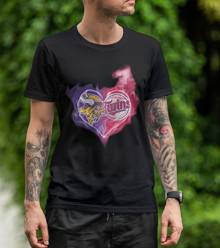 Minnesota Vikings Twins Heart Smoke Unity T-Shirt
