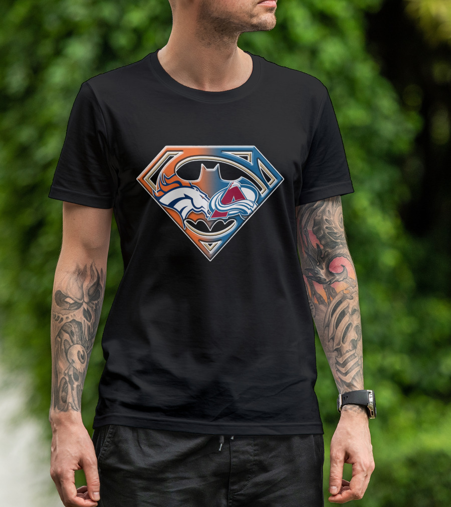 Denver Broncos Colorado Avalanche Batman Superman Logo Bat 016 T-Shirt