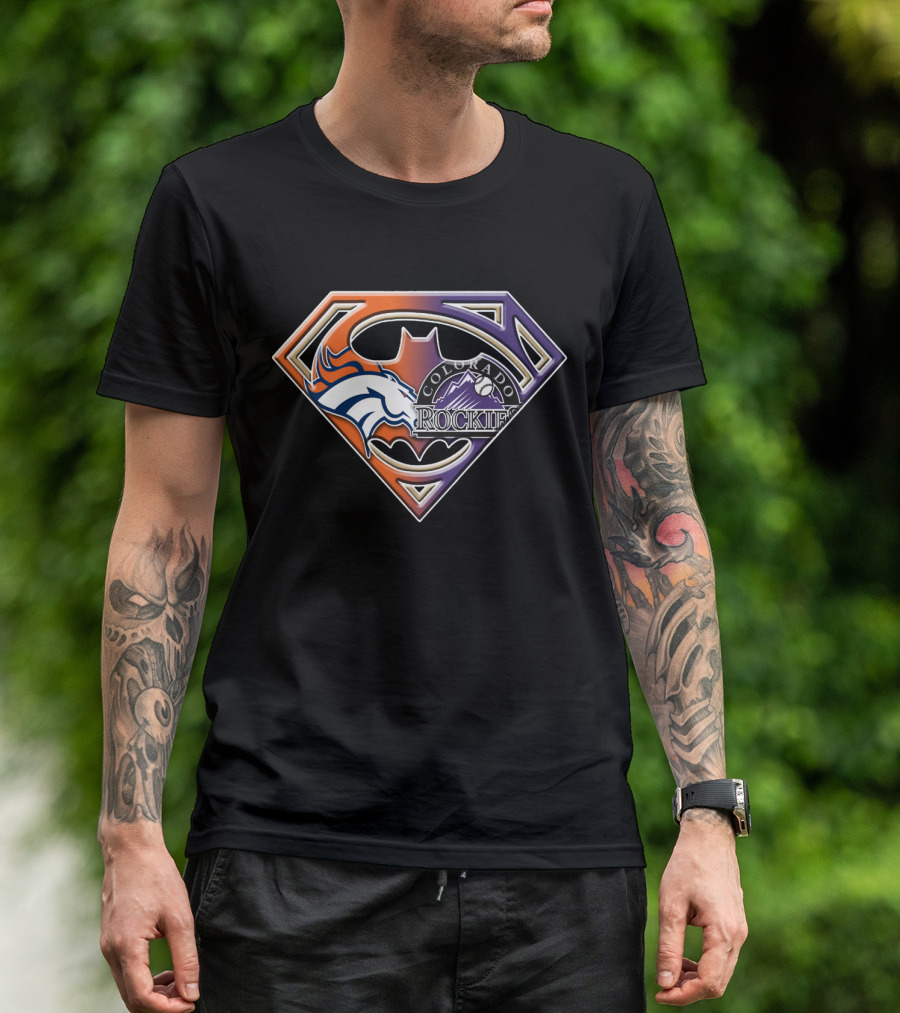 Denver Broncos Colorado Rockies Super Logo Fusion T-Shirt