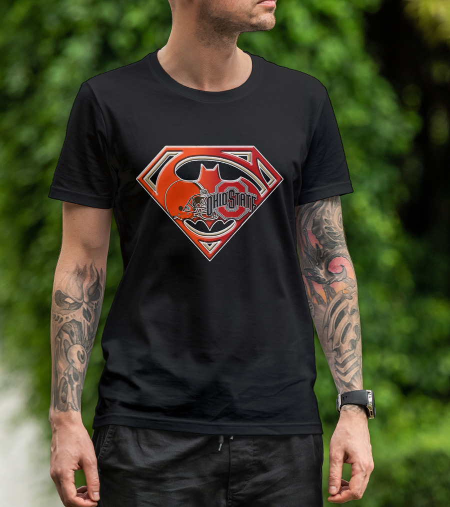 Ohio State Superman Batman Browns Logo Bat T-Shirt