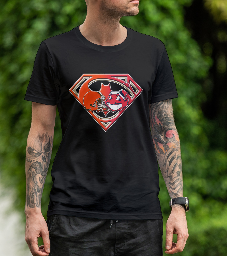 Cleveland Browns Superman Logo Chief Wahoo Fusion T-Shirt