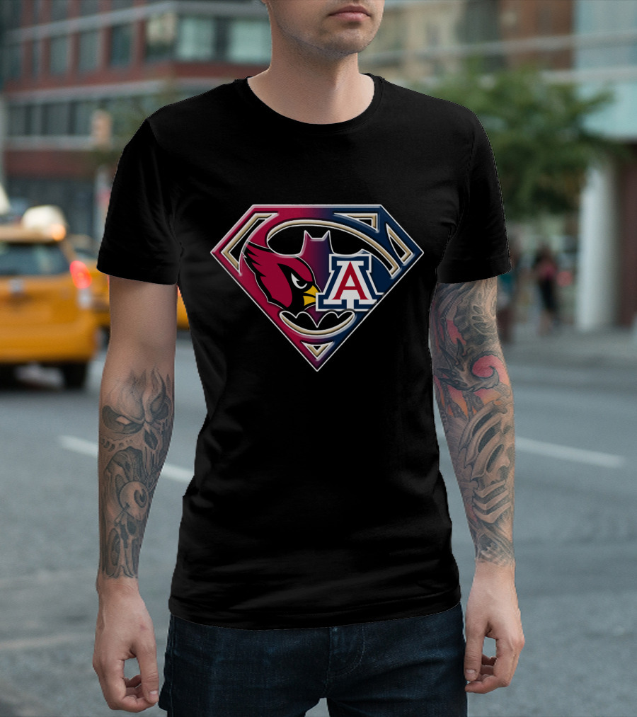 Arizona Cardinals Arizona Wildcats Superhero Logo Fusion Bat 031 T-Shirt