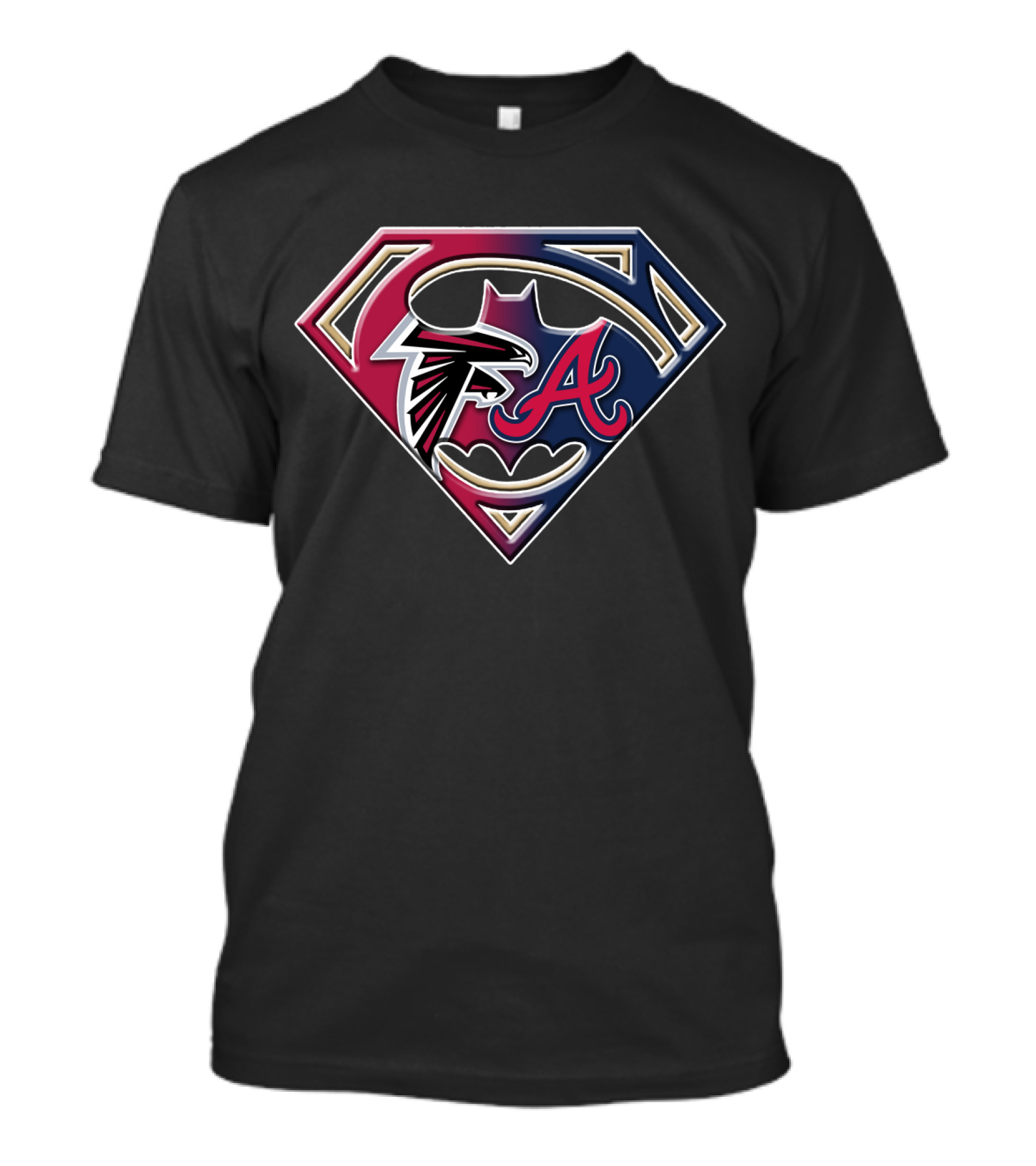Falcons Braves Superman Batman Shield Emblem Bat T-Shirt