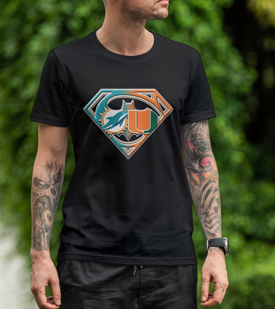 Superman Miami Dolphins University Batman Logo Bat 054 T-Shirt