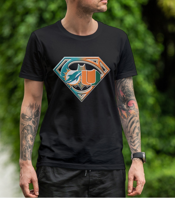 Superman Miami Dolphins University Batman Logo Bat 054 T-Shirt