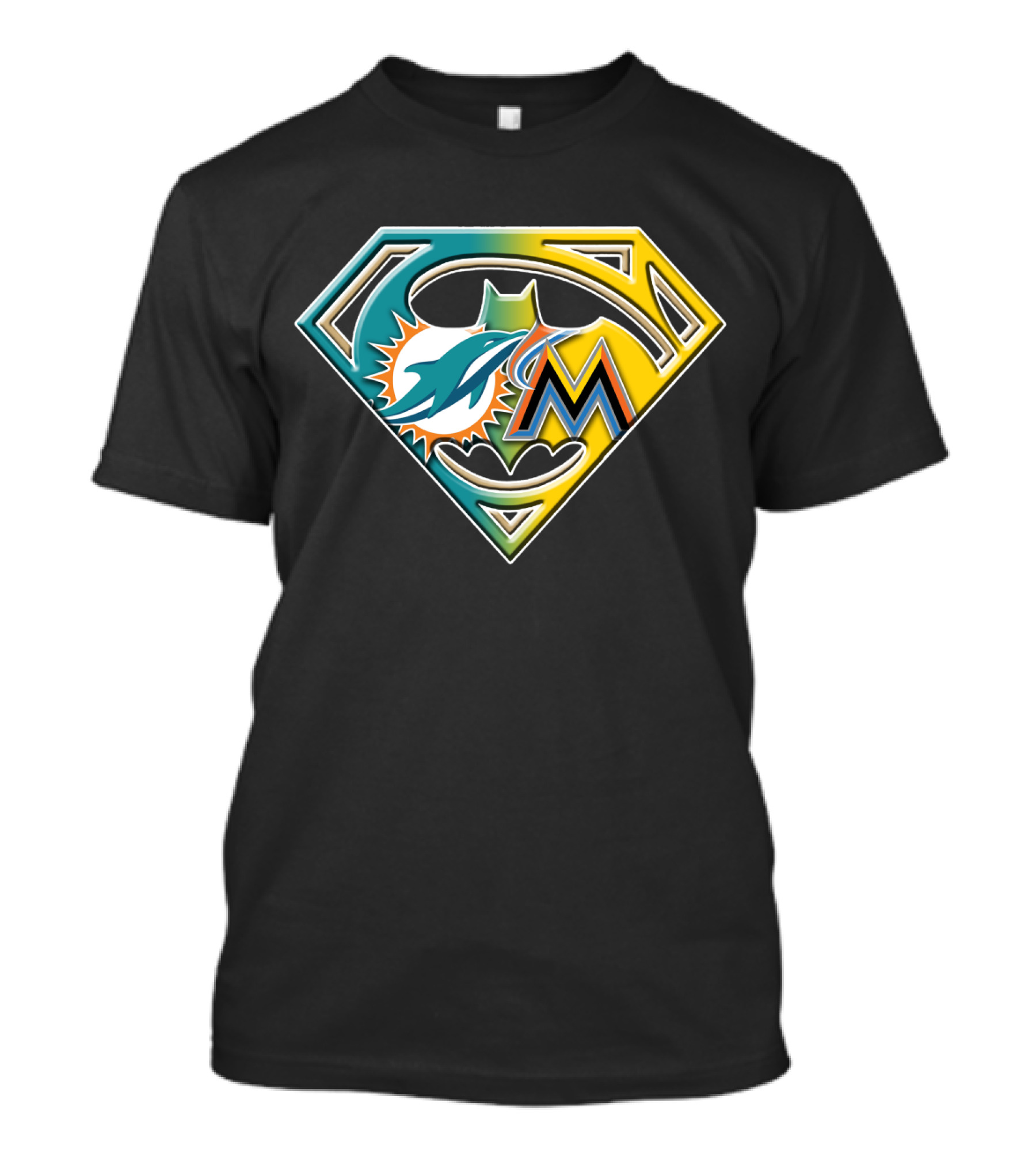 Miami Dolphins Marlins Batman Superman Bat 055 T-Shirt
