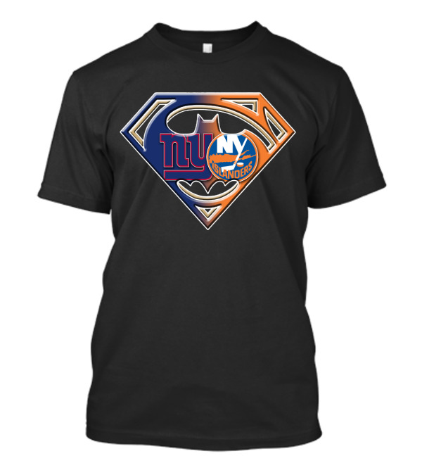 Ny Giants Ny Islanders Batman Superhero Crossover T-Shirt