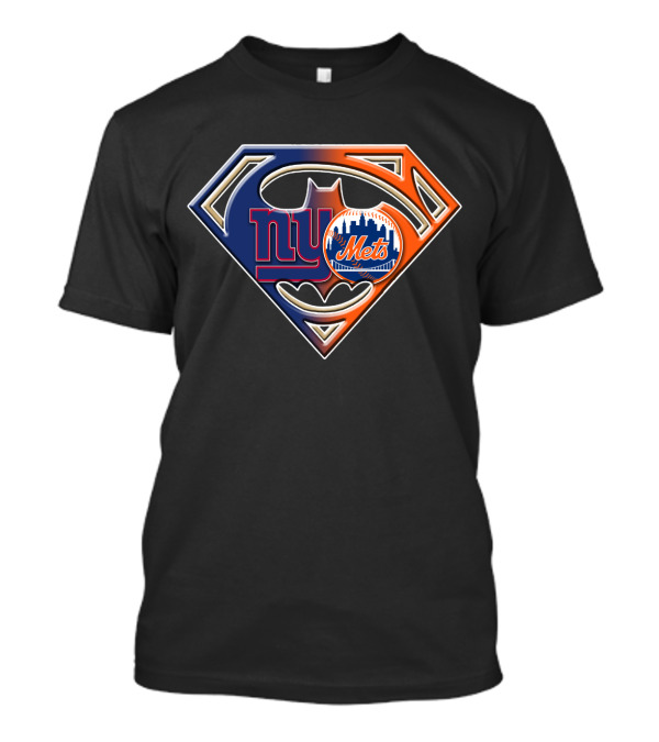 Ny Giants Mets Superman Batman Logo Fusion T-Shirt