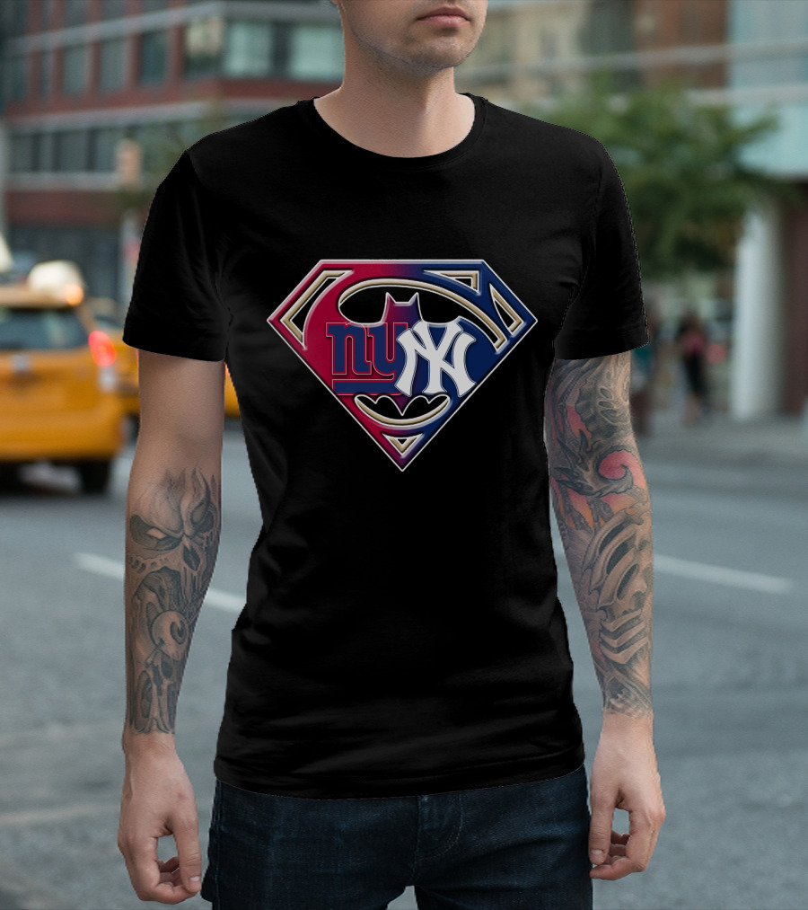 Superman Batman New York Giants Yankees Crossover 067 T-Shirt