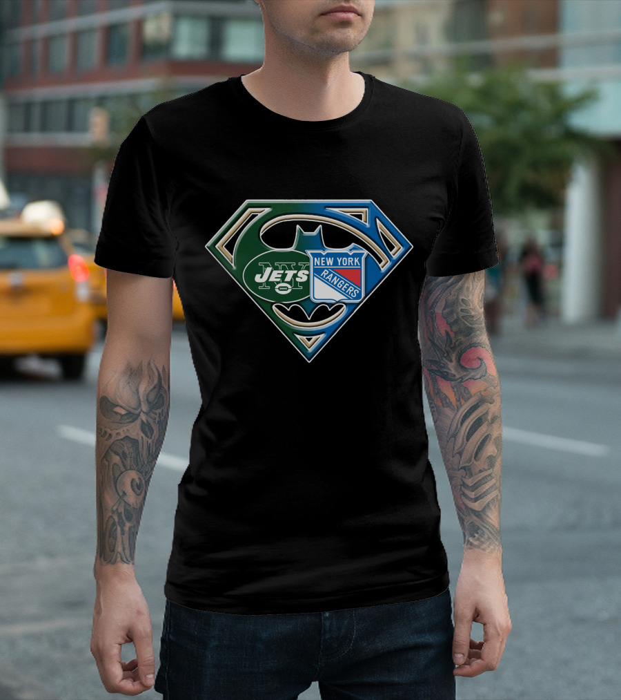 New York Jets Rangers Superhero Logo Bat 071 T-Shirt