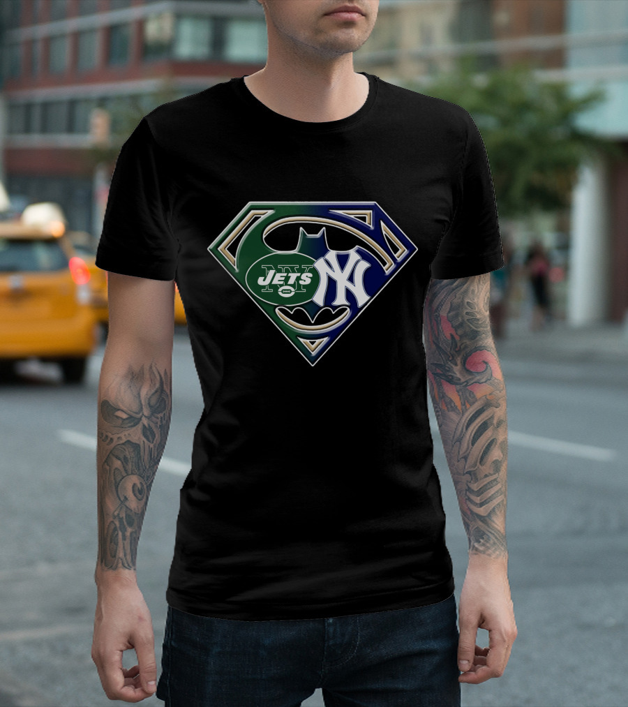 New York Jets Yankees Superman Batman T-Shirt