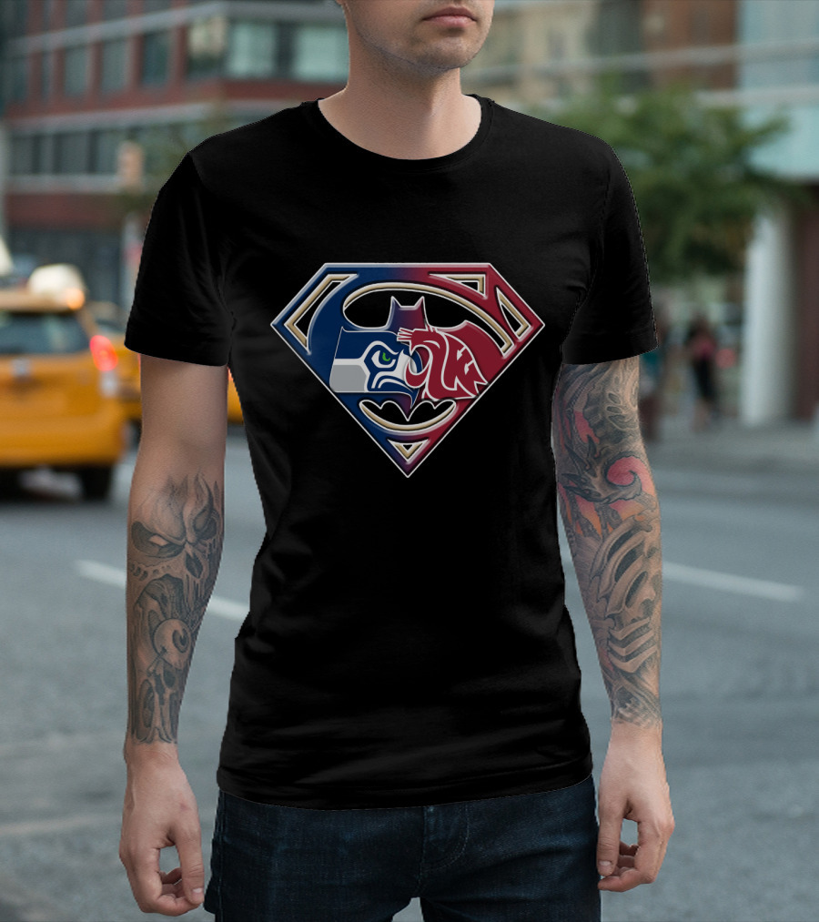 Seattle Seahawks Batman Superman Mashup Bat 112 T-Shirt