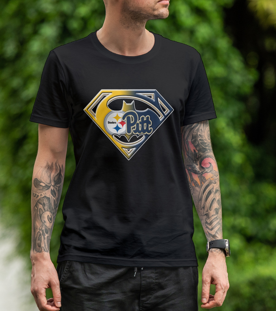 Steelers Pitt Bat Emblem Superhero Fusion T-Shirt